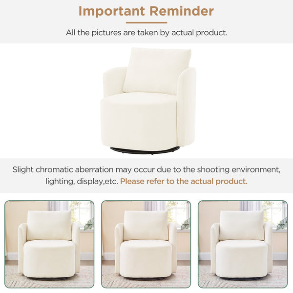 English Elm 360° Swivel Chair - Elegant Chenille Barrel Armchair With Curved Design For Living Room & Office Comfort N719P272681A