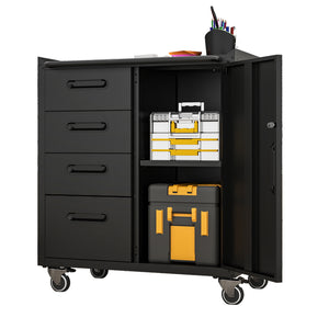 English Elm Sturdy Rolling Steel Tool Cabinet with Locking Drawers for Garage Workshop Use T2398P223007