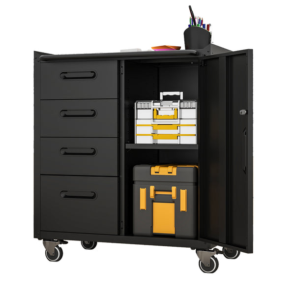 English Elm Sturdy Rolling Steel Tool Cabinet with Locking Drawers for Garage Workshop Use T2398P223007