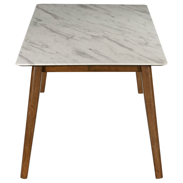English Elm Tiburon White Faux Marble Dining Table with Spacious 63" Top, Durable HPL Surface & Timeless Style B062P331050
