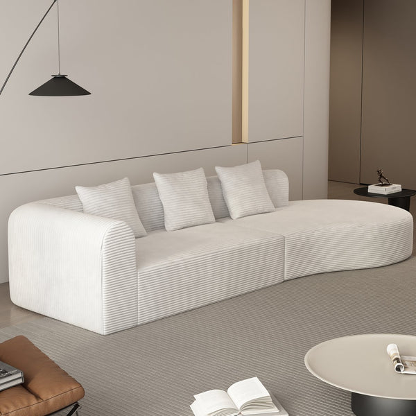 English Elm 123*37 Extra Large Deep Modular Sofa - Luxurious Wrinkle-Resistant Corduroy, 27" Deep Seats, No Assembly White W1829S00049