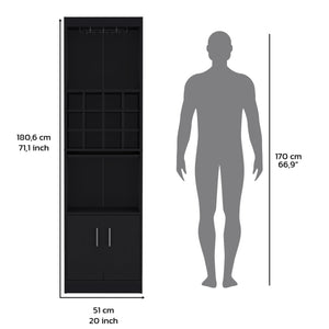 English Elm Pisek Elegant 5-Tier Bar Cabinet with 12 Bottle Cubbies & 5 Shelves — Tall Freestanding Wine Storage45 Black 42.1 L x 18.5 W x 9.44 H B097P199747