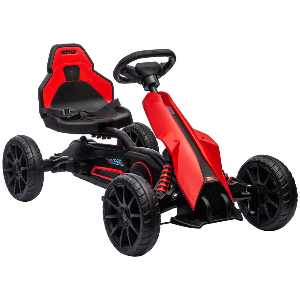 English Elm Aosom Kids Pedal Go Kart Outdoor Ride on Toy with Adjustable Seat and Handbrake W2225P249777