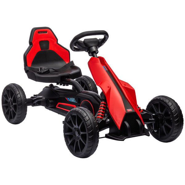 English Elm Aosom Kids Pedal Go Kart Outdoor Ride on Toy with Adjustable Seat and Handbrake W2225P249777