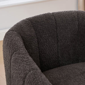 English Elm 31.89 Inch Chenille Tufted Swivel Barrel Armchair Pumpkin Sculpted Design for Living Rooms Charcoal W3098P397228