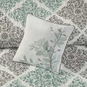 English Elm 6 Piece Printed Quilt Set With Decorative Pillows In Aqua - Reversible Design, Oeko-Tex Certified B03597394