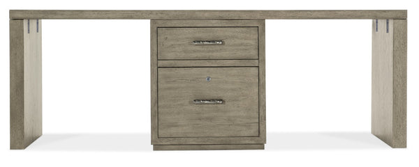 Hooker Furniture Linville Desk 84" Smoked Gray Mink Oak Veneer Executive Writing Table With Center File And Locking Drawer 24.00 L x 84.00W x 30.00H 6150-10914-85