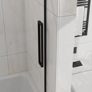 English Elm Goodyo 60"X72" Frameless Sliding Shower Door - Sleek Matte Black Tempered Glass & Easy-Clean Design D163118740
