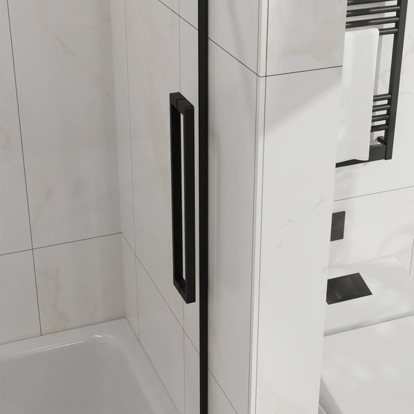 English Elm Goodyo 60"X72" Frameless Sliding Shower Door - Sleek Matte Black Tempered Glass & Easy-Clean Design D163118740