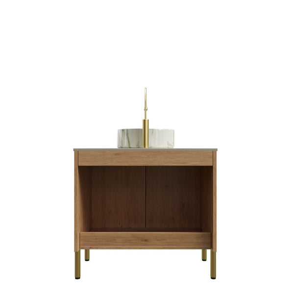 English Elm Turio 30" Bathroom Vanity With Sink - Elegant Freestanding Storage Cabinet & Durable Sintered Stone Countertop W2615S00474-GIGA