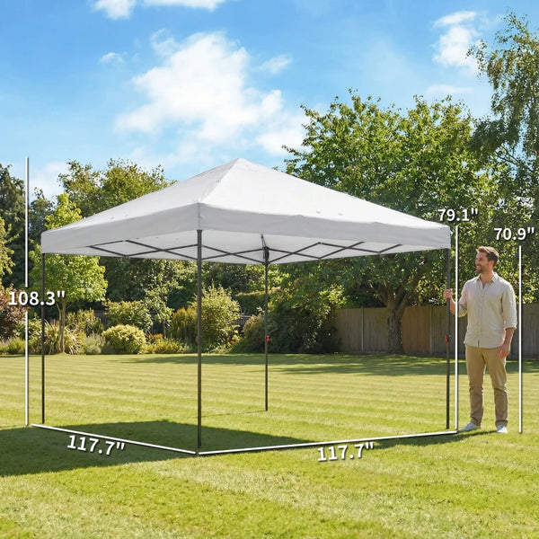 English Elm Pop up Canopy Tent with Steel Frame Upf30 Oxford Roof for Outdoor Events and Tailgates White T3971P466990
