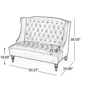 English Elm Christopher Knight Home® - LOVESEAT Emerald Velvet Wingback with Button-Tufted Diamond Stitch, Durable Wrinkle-Resistant Comfort 92 61186.00NVLTEMD