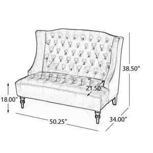 English Elm Christopher Knight Home® - LOVESEAT wingback velvet button-tufted diamond stitch loveseat with plush comfort and durable sheen Navy Blue 61186.00NVLTNBL