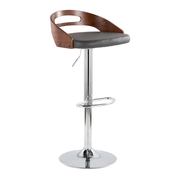 English Elm Adjustable Swivel Barstools Set of Two with Chrome Base Mid-century Kitchen Counter Seating Walnut B202S01966