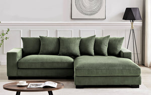 English Elm Luxe Oversized L-Shaped Sectional Sofa With Chaise, Dark Green Corduroy Upholstery, Modern Design B2735S00002