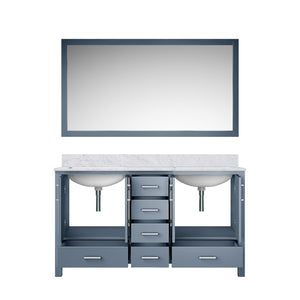 English Elm Dark Grey Double Bath Vanity With Carrara Marble Top & Mirror - Stylish Storage For Your Bathroom Upgrade B2731S00697