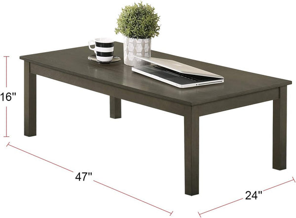 English Elm Dark Gray 3-Piece Coffee & End Table Set – Elegant Rubberwood Living Room Accent, Sturdy, Stylish B011P237489