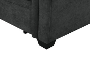 English Elm Aurora Woven Fabric Sleeper Sectional with Usb Charging Storage Chaise Living Room Dark Gray B2749S00179