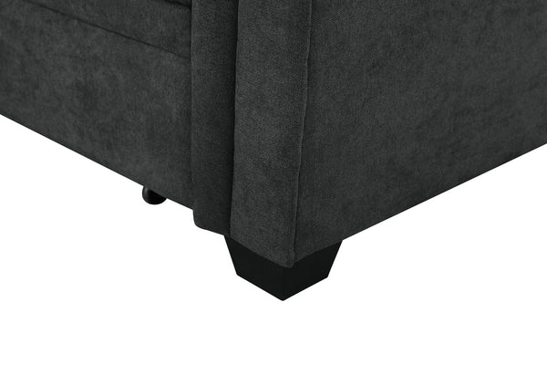 English Elm Aurora Woven Fabric Sleeper Sectional with Usb Charging Storage Chaise Living Room Dark Gray B2749S00179
