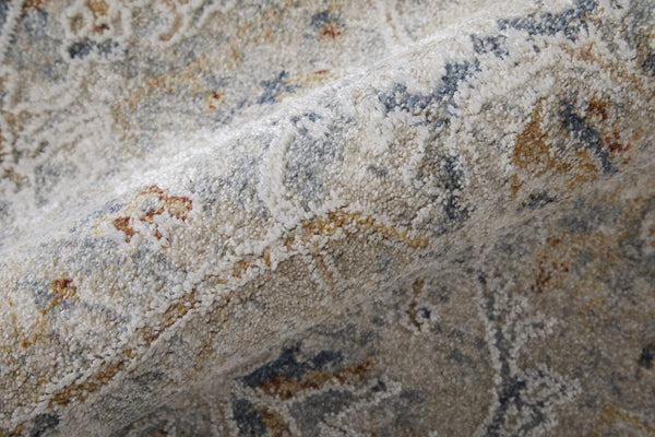 Feizy Rugs Pasha Global Charm Rug – Vibrant Machine-made Polyester, Pet-friendly, Low Pile For Any Space Ivory,Blue,Tan Polyester Pas39m6fivymlth04