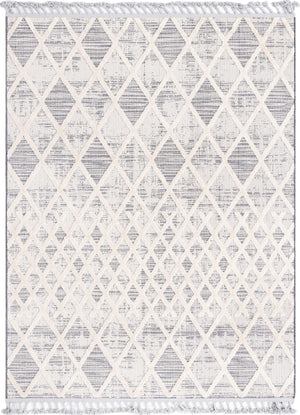 Unique Loom Arlo Cy Machine Made Tribal Rug Gray, Ivory 7' 10" x 10' 0"