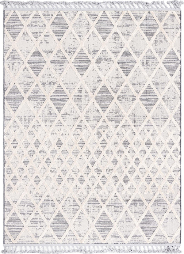 Unique Loom Arlo Cy Machine Made Tribal Rug Gray, Ivory 7' 10" x 10' 0"