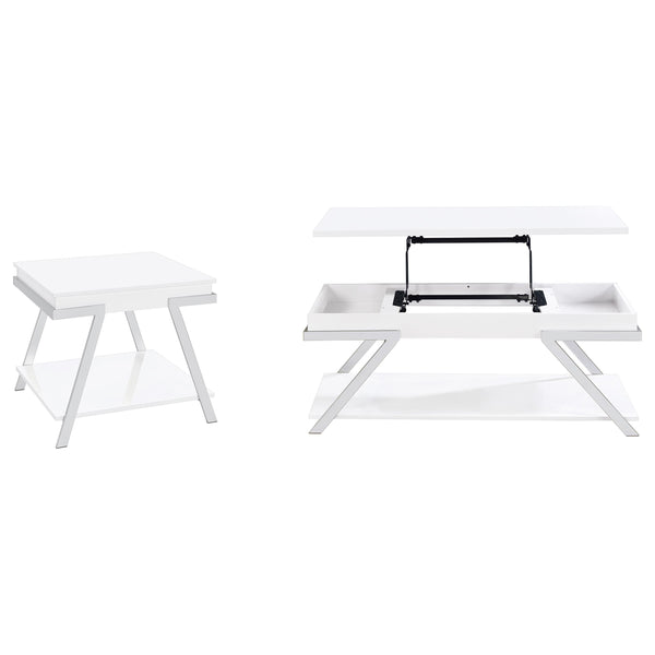English Elm Nuberg Driftwood Gray Living Room Coffee and End Table Set with Storage Shelves B062S01592