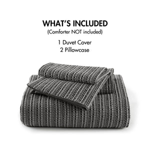 English Elm 3PCS Waffle Washed Comforter Set Full/Queen with Breathable 100% Cotton Face and Plush 270G Fill Charcoal 11.5 L x 9.5 W x 8 H B035P341120