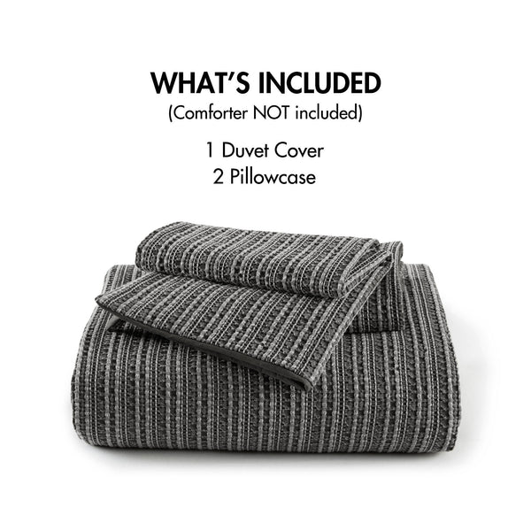 English Elm 3PCS Waffle Washed Comforter Set Full/Queen with Breathable 100% Cotton Face and Plush 270G Fill Charcoal 11.5 L x 9.5 W x 8 H B035P341120