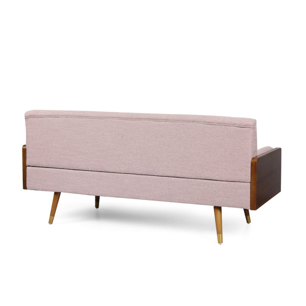 English Elm Aidan Tufted Fabric Sofa with Diamond Stitching and Gold Tipped Rubberwood Legs Blush 61688.00LBLSH