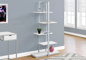 English Elm Bookshelf, 3-Tier 48" Ladder Etagere with Wood-Texture Taupe Laminate & Black Metal Frame for Small Spaces White 42 L x 16 W x 6 H B2710P219656