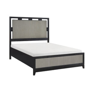English Elm Contemporary King Platform Bed with Led Headboard Reeded Panels and Solid Wood Frame B011S02289