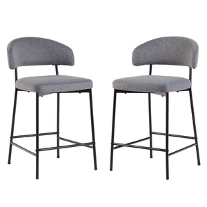 Modern Curved Back Counter Stool - Set of 2 Charcoal ALSD7DCL Walker Edison