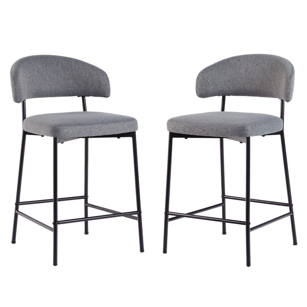 Modern Curved Back Counter Stool - Set of 2 Charcoal ALSD7DCL Walker Edison