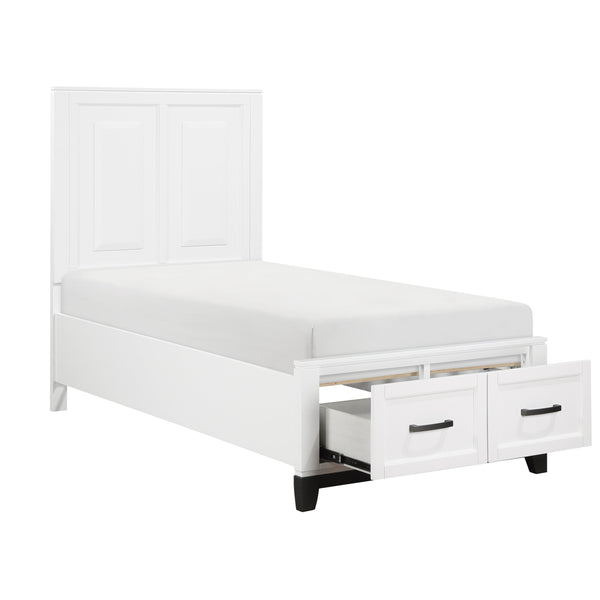 English Elm White Garretson Queen Platform Bed with Built-In Storage Drawers Rustic-Transitional Wood Frame White 49.25 L x 35.75 W x 4.5 H B011S01495