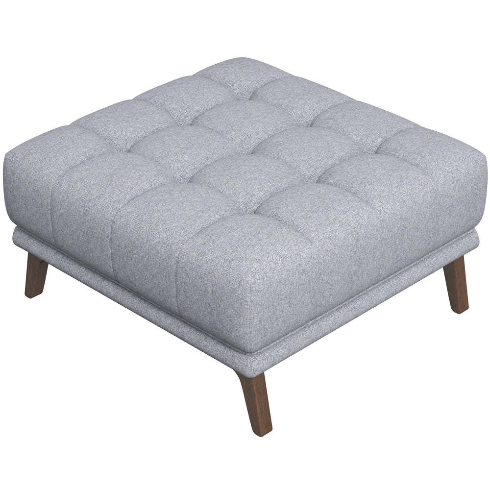 English Elm Addison Button Tufted Linen Square Ottoman with Tapered Wood Legs for Living Room B183P231209
