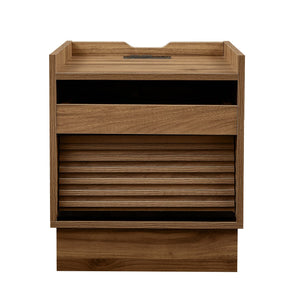 English Elm Christopher Knight Home® - Mid Mid Century Modern Nightstand with USB Charging Station, LED App-Control Lights, 2 Drawers, Sleek Design Brown 22.24 L x 18.7 W x 7.09 H N761P255453Z