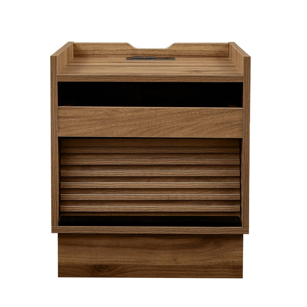 English Elm Christopher Knight Home® - Mid Mid Century Modern Nightstand with USB Charging Station, LED App-Control Lights, 2 Drawers, Sleek Design Brown 22.24 L x 18.7 W x 7.09 H N761P255453Z