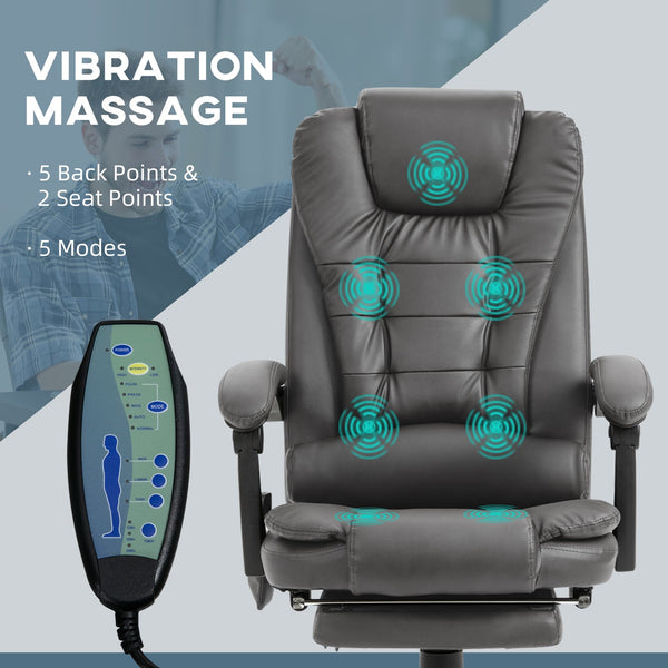English Elm Vinsetto 7-Point Vibrating Massage Chair with Recline, PU Leather, Lumbar Support & Footrest W2225P173841