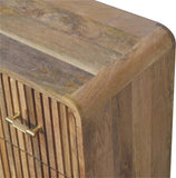 English Elm Solid Wood T-Bar Ridged Chest