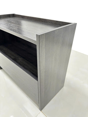 English Elm Robin Nightstand Dark Gray – Space-Saving Modern Wood Bedside Table with Smooth-Glide Drawer & Raised Edges for Secure Lamps, Phones, Essentials B040P385096