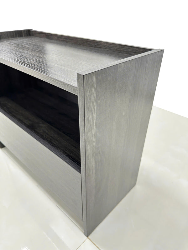 English Elm Robin Nightstand Dark Gray – Space-Saving Modern Wood Bedside Table with Smooth-Glide Drawer & Raised Edges for Secure Lamps, Phones, Essentials B040P385096