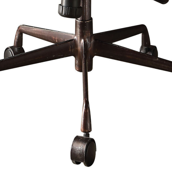 English Elm Cocoa Executive Swivel Office Chair with Top-Grain Leather, Wooden Armrests, Pneumatic Lift Comfort B062P182754