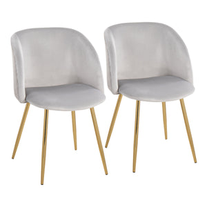 English Elm Fran Pleated Waves Modern Dining Chairs Set Of 2 In Soft Silver Velvet & Gold Metal - Luxurious Comfort B202P223532