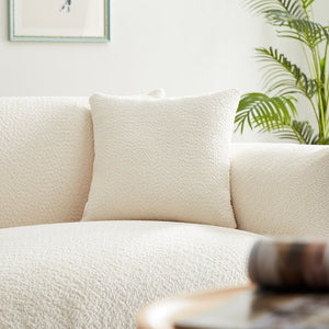 English Elm Oversized Sherpa Loveseat Sofa with Metal Legs and Solid Wood Frame, Plush 3-Seater with Pillows White W3817S00002