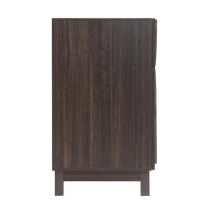 English Elm Modern Fluted 6 Drawer Dresser with Solid Wood Legs Japandi Chest for Bedroom Dark Brown N739S0000013D