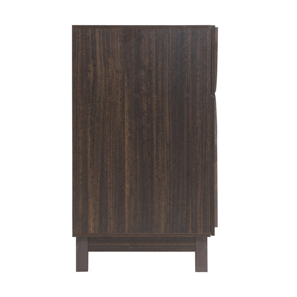 English Elm Modern Fluted 6 Drawer Dresser with Solid Wood Legs Japandi Chest for Bedroom Dark Brown N739S0000013D
