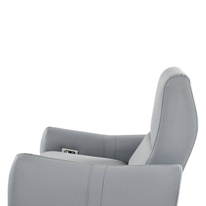 English Elm Wall Zero Wall Power Recliner Chair with Overstuffed Backrest, USB Type-C Charging Port, Space-Saving Electric Recliner for Small Rooms Blue Gray W1028S00036