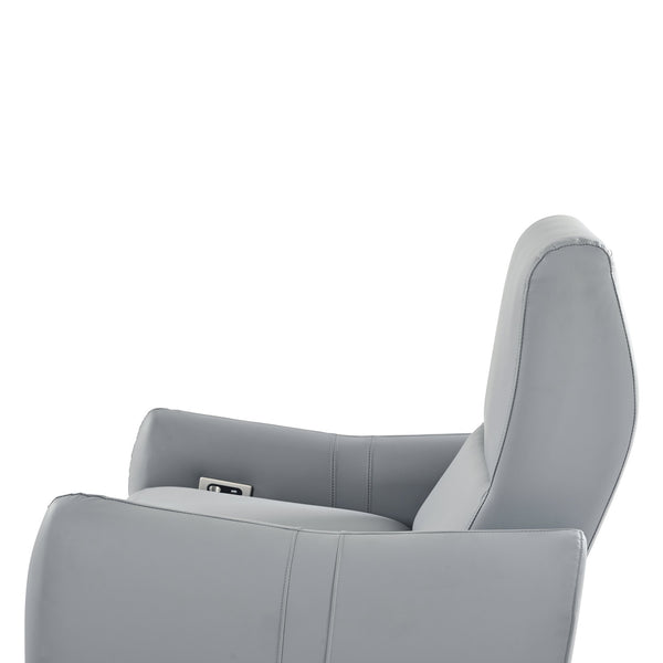 English Elm Wall Zero Wall Power Recliner Chair with Overstuffed Backrest, USB Type-C Charging Port, Space-Saving Electric Recliner for Small Rooms Blue Gray W1028S00036
