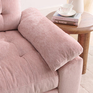 English Elm Leisure Chenille Two Seat Reclining Sofa with Usb Port Storage Ottoman Padded Armrests Pink W487S00519